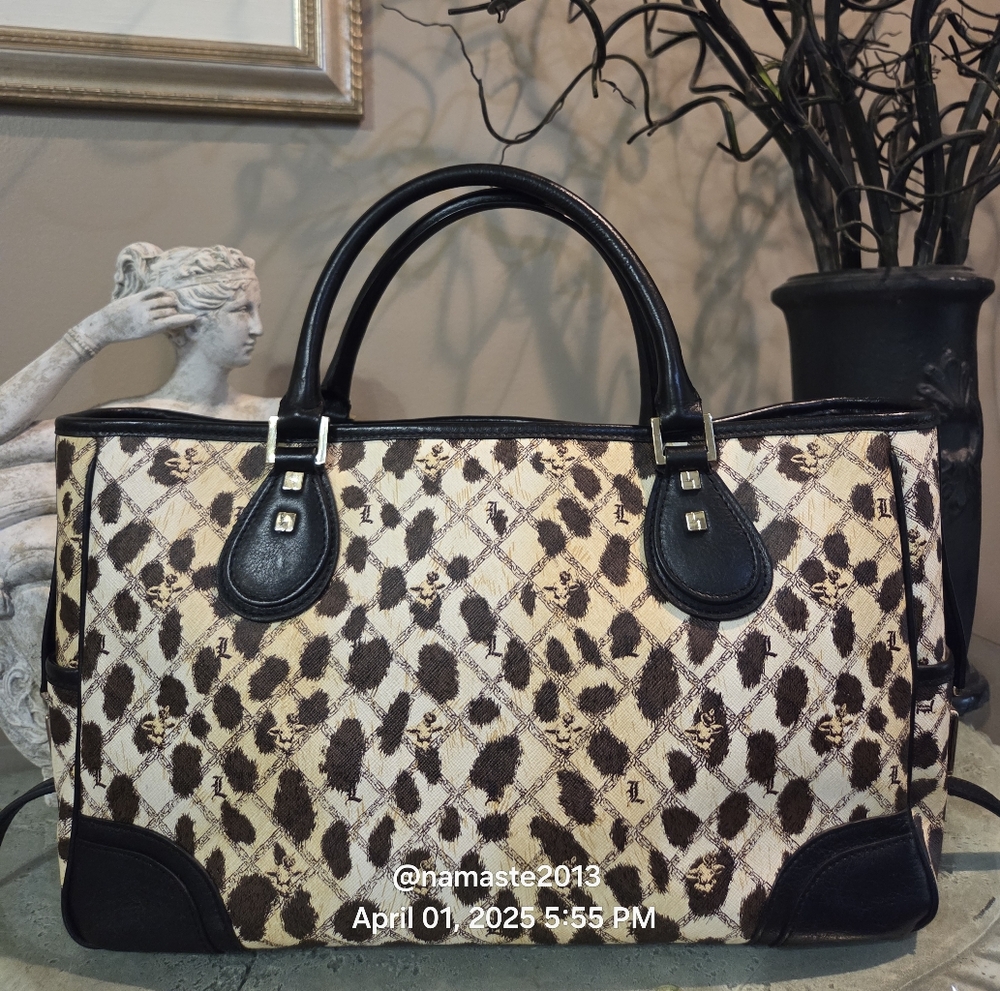 L.A.M.B. Gwen Stefani Leopard St. Thomas Satchel Designer Vintage Celebrity #119